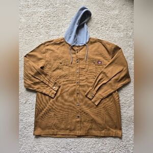 Wrangler Workwear Canvas Hoodie Mens 2XL Utility Chore Shirt Snap Button